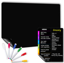 Load image into Gallery viewer, Magnetic Dry Erase Blackboard Set: Black Board for Home, Office &amp; Classroom (11.5x15&quot;), Menu Board for Kitchen Fridge/Family Meal Planner (7x9”), Stain-Resistant, 6 Fine Tip Magnetic Markers.
