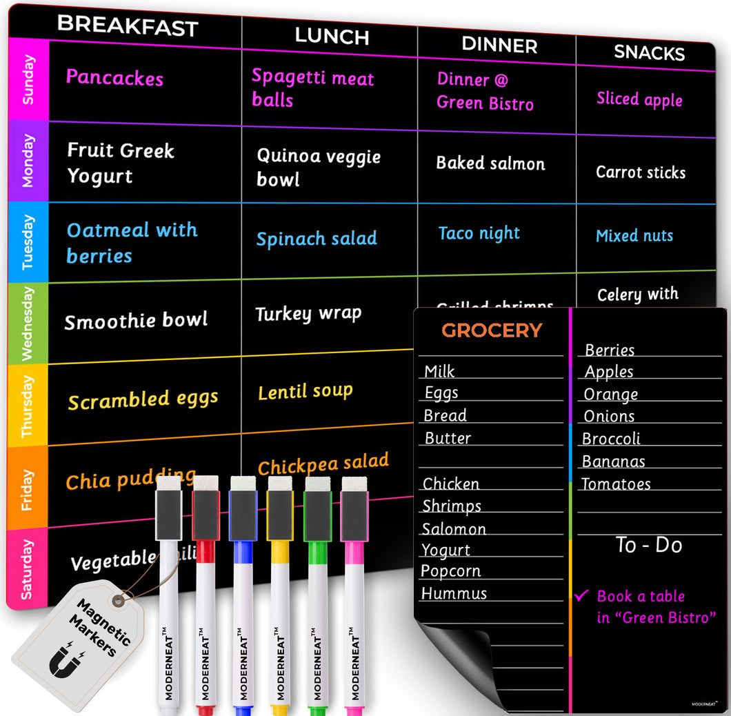 Magnetic Dry Erase Menu Planner & Grocery List Set