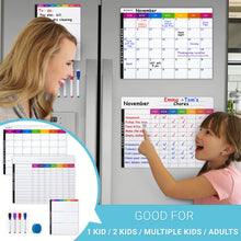 Load image into Gallery viewer, Chore Chart, Monthly Calendar, Daily Notepad and 4 Vibrant Markers
