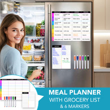 Load image into Gallery viewer, Magnetic Dry Erase Menu Planner &amp; Grocery List Set
