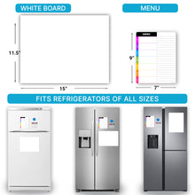 Load image into Gallery viewer, Magnetic Dry Erase Whiteboard Set: White Board For Home, Office &amp; Classroom (11.5x15&quot;), Menu Board For Kitchen Fridge/Family Meal Planner (7x9”), Stain-Resistant, 6 Fine Tip Magnetic Markers &amp; Eraser.
