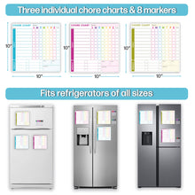 Load image into Gallery viewer, Three Individual Chore Charts &amp; 8 Vibrant Markers
